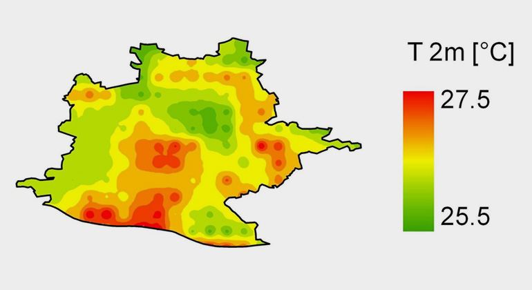 Joachim Fallmann, KIT | Modellrechnungen zu Temperaturen im Stadtgebiet Stuttgart. Durch ihre Kessellage ist die Stadt sehr interessant für Modellrechnungen zum Stadtklima.