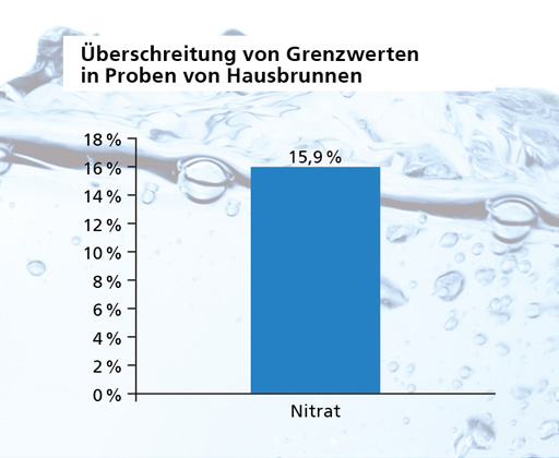 Fraunhofer IGB | Vor allem bei Blei und Nickel werden die Grenzwerte der Trinkwasserverordnung überschritten. Bei Hausbrunnen fallen zu hohe Nitratwerte auf.