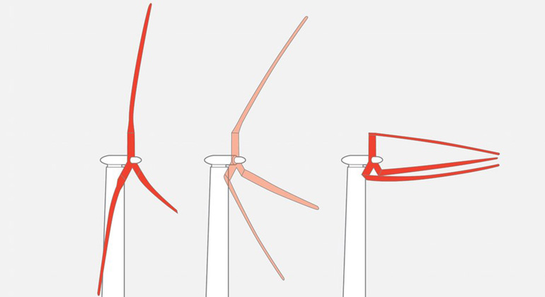 Sandia/Trevor Johnston/Popular Science | The huge wind turbines are designed to fold up to avoid taking damage in high winds