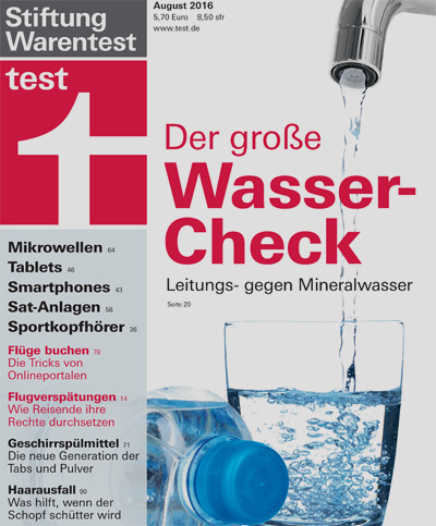 test 08/2016 | Leitungs­wasser und Mineral­wasser: Der große Wasser­check