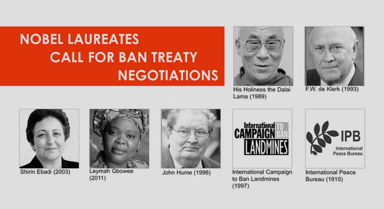 Nobel Laureates call for ban treaty negotiations