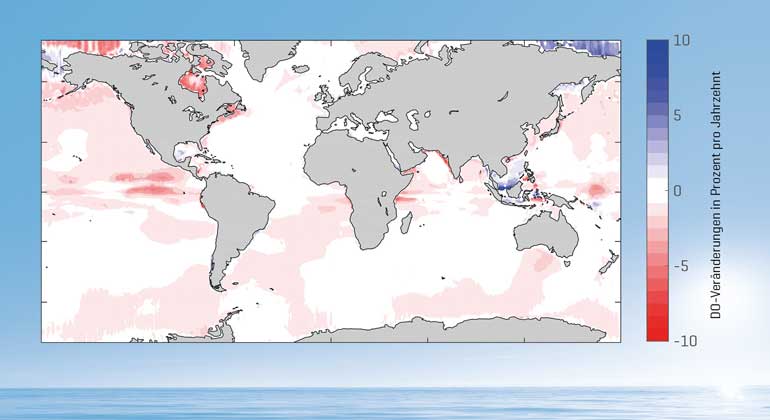 GEOMAR | Sonderforschungsbereich 754 "Klima - biogeochemische Wechselwirkungen im tropischen Ozean" | Veränderungen des in der Wassersäule gelösten Sauerstoffs (DO)