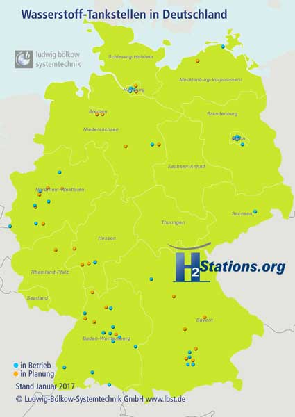 tuev-sued.de | Wasserstoff-Tankstellen in Deutschland im Jahr 2016