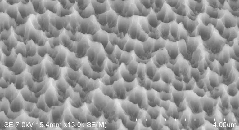 Fraunhofer ISE | Plasma-Textur für multikristallines Silicium.