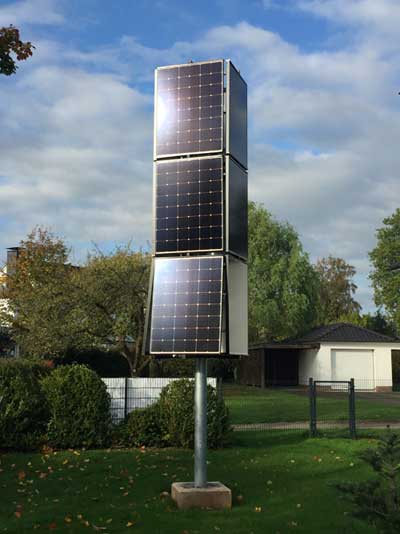 sharp.de | Der Solar-Tower ist die ideale Lösung für Kunden mit eingeschränktem Platzangebot, die ihr Dach nicht mit Solarzellen bestücken können oder möchten. Aber auch bestehende Photovoltaikanlagen auf dem Dach lassen sich durch den Tower ergänzen.