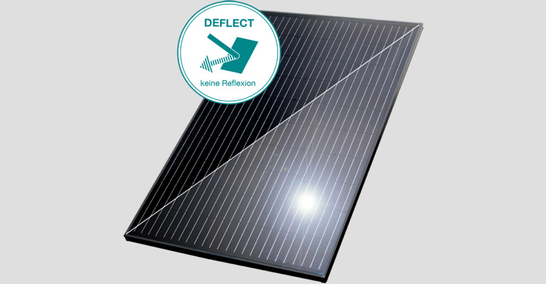 kiotosolar.com | Das Power-Deflect-Modul ist mit speziellem nichtreflektierendem Solarglas verarbeitet. Das Power-DeflectModul eignet sich perfekt für Orte, wo keinerlei Reflexionen von den Modulen zurückgeworfen werden dürfen, wie beispielsweise bei Flughäfen, neben Straßen und Wohnsiedlungen.