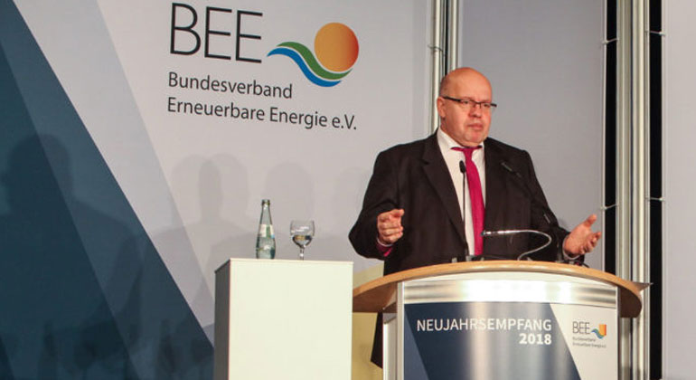 BEE | bee-ev.de | Peter Altmaier (CDU) bei der Eröffnung des BEE-Neujahrsempfang 2018 in Berlin.