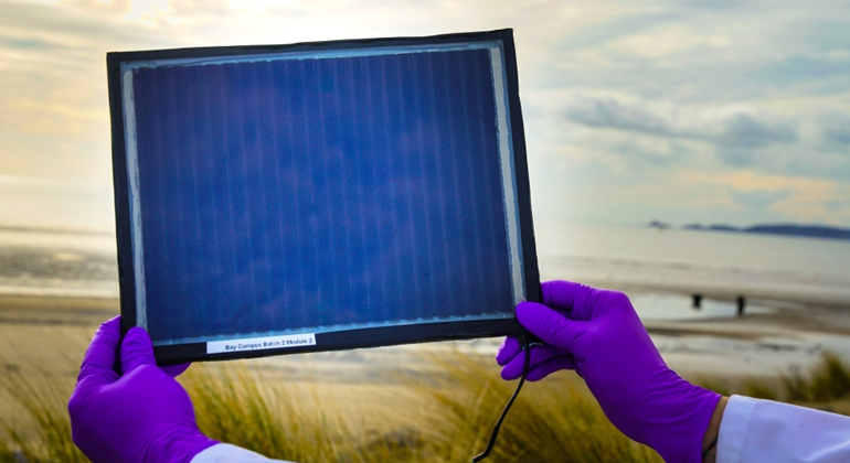 Swansea University | A perovskite solar module the size of an A4 sheet of paper, which is nearly six times bigger than modules of that type reported before, has been developed by Swansea University researchers, by using simple and low-cost printing techniques.