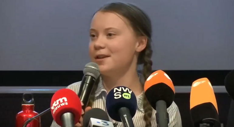 Screenshot/​Cykel pendlare/​Youtube | Greta Thunberg bei einer Pressekonferenz vergangene Woche in Brüssel.