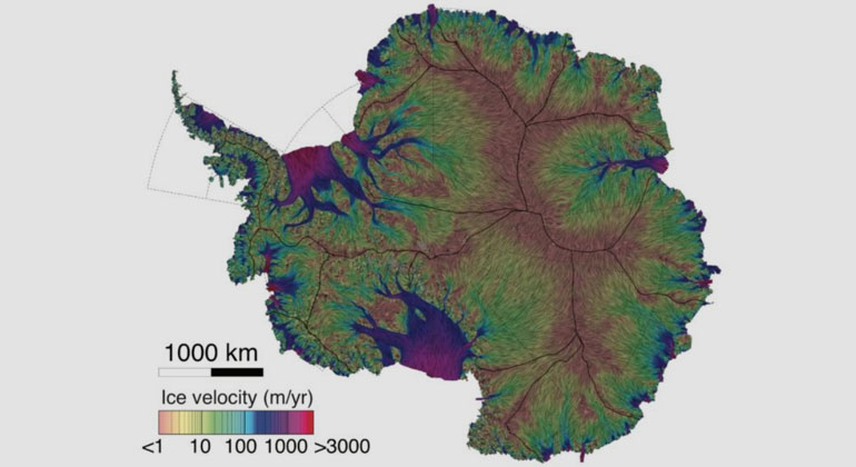 UCI, JPL glaciologists unveil most precise map ever of Antarctic ice velocity