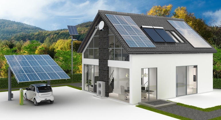 Charging electric vehicles with photovoltaics at home