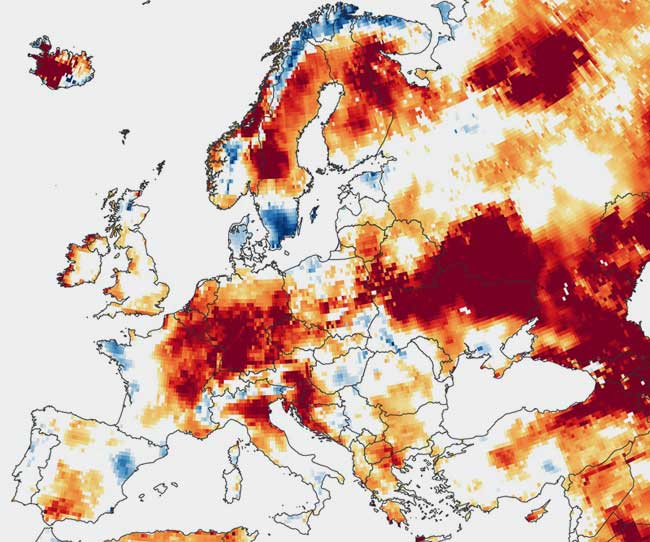 Lauren Dauphin / NASA Earth Observatory | Bodenfeuchtigkeit in Europa