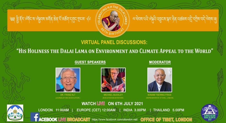 Virtual panel discussion title: “His Holiness the Dalai Lama on Environment and Climate Appeal to the world”