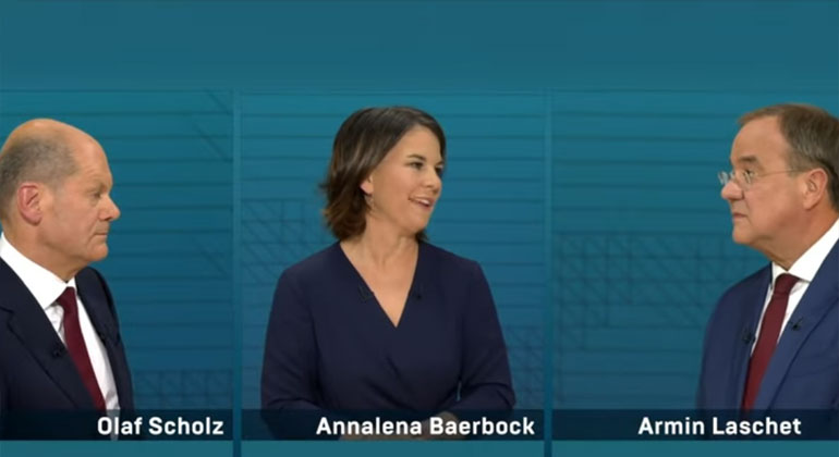 Olaf Scholz | Annalena Baerbock | Armin Laschet | ARD-Screenshot