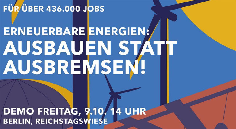 BEE ruft gemeinsam mit einem breiten Bündnis zur Demonstration für die Erneuerbaren Energien auf