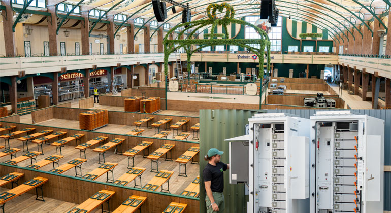 Großspeicher von Tesvolt sichern Festzelte auf der Wiesn ab